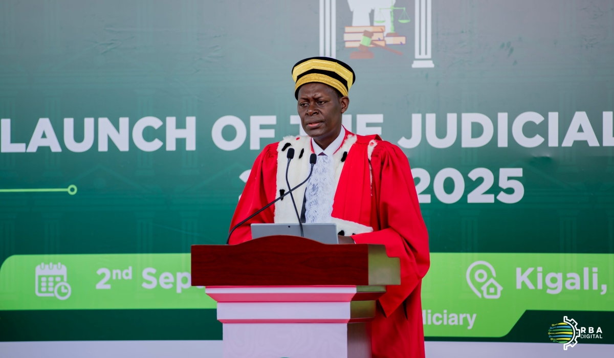 Chief Justice Faustin Ntezilyayo delivers remarks as  Rwanda launched a new judicial year on Monday, September 2. Photo Courtesy