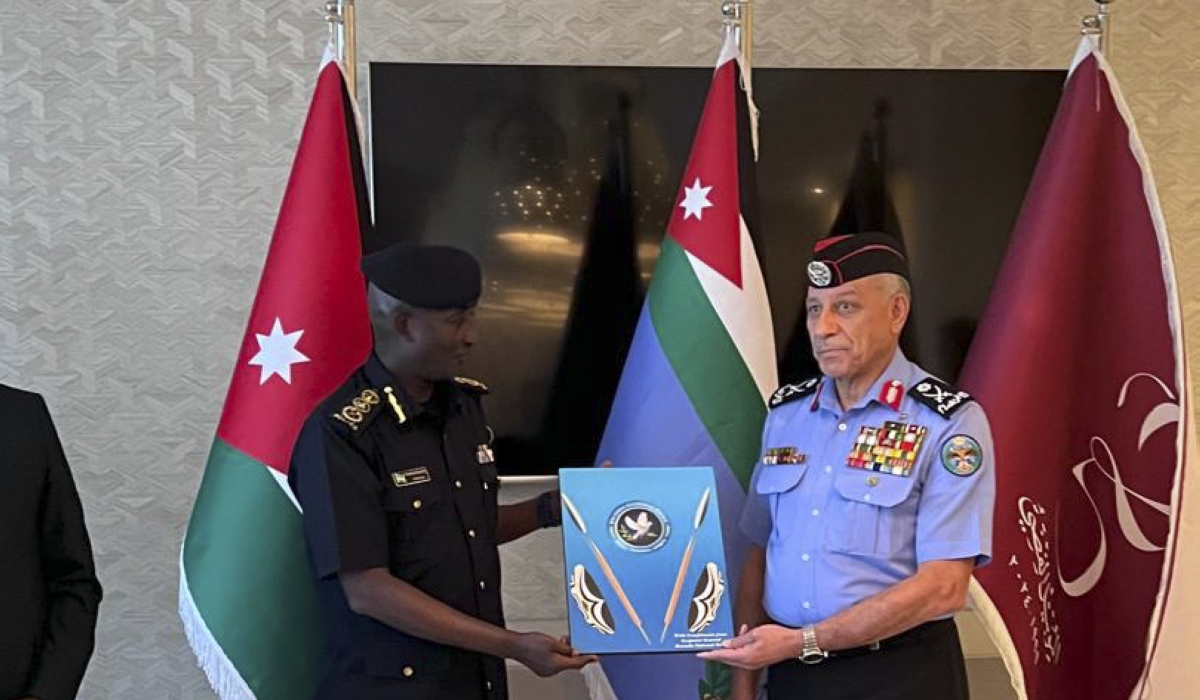 Inspector General of Police Felix Namuhoranye and Director General of Jordan&#039;s Public Security Directorate (PSD) Maj Gen AbeidAllah Maaitah during the signing ceremony on Monday, September 2.