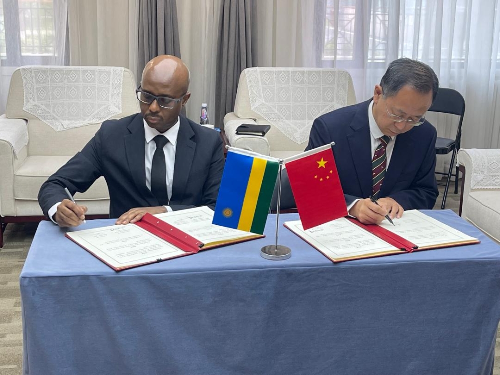 Minister of Finance and Economic Planning Yusuf Murangwa and Vice Chairman of the China International Development Cooperation Agency Liu Junfen on Tuesday, September 3.