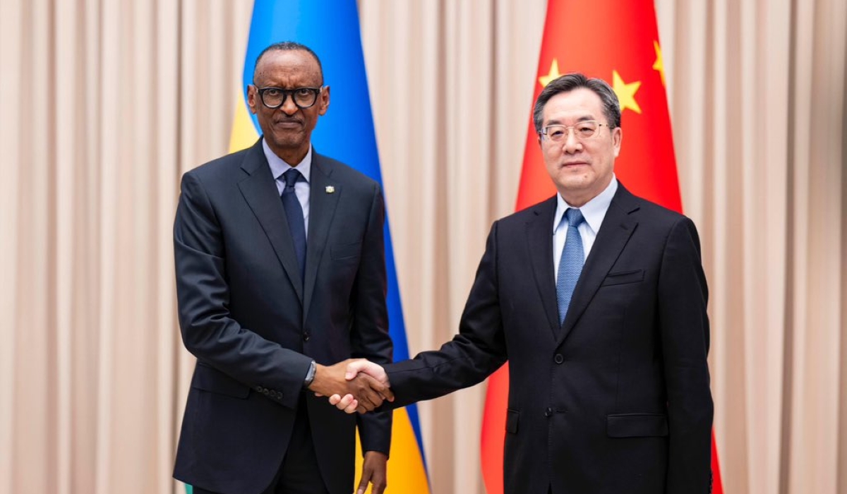 President Paul Kagame meets Ding Xuexiang, a member of the Standing Committee of the Political Bureau of the Central Committee of the Communist Party of China and Vice Premier of the State Council of China, at Diaoyutai State Guesthouse in Beijing, on Tuesday, September 3, ahead of the 2024 Summit of the Forum on China-Africa Cooperation (FOCAC) set to be held in Beijing from September 4 to 6. Courtesy