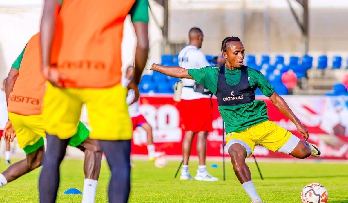 Midfielder Kevin Muhire during a recent training session in Tripoli. The Rayon Sports skipper admits Rwandans deserve the better ahead of the 2025 AFCON qualifying campaign-Courtesy