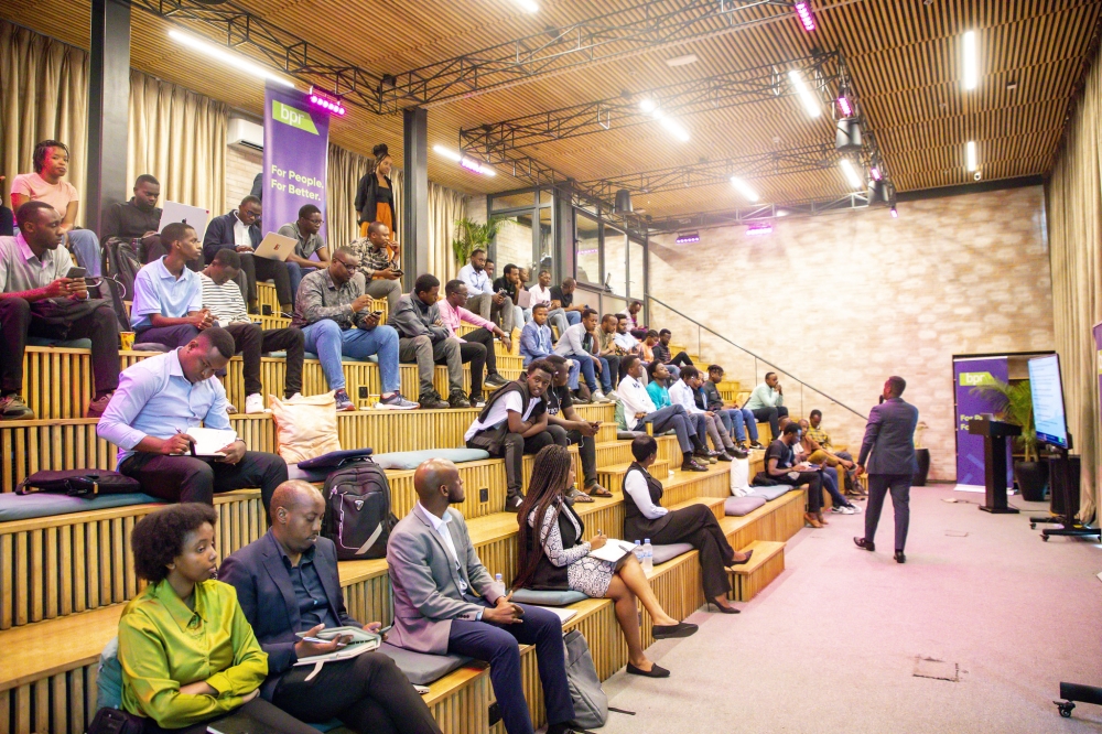 Participants follow a presentation  as BPR Bank Rwanda hosted a session at Norrsken House Kigali, on Tuesday, September 3. Emmanuel Dushimimana