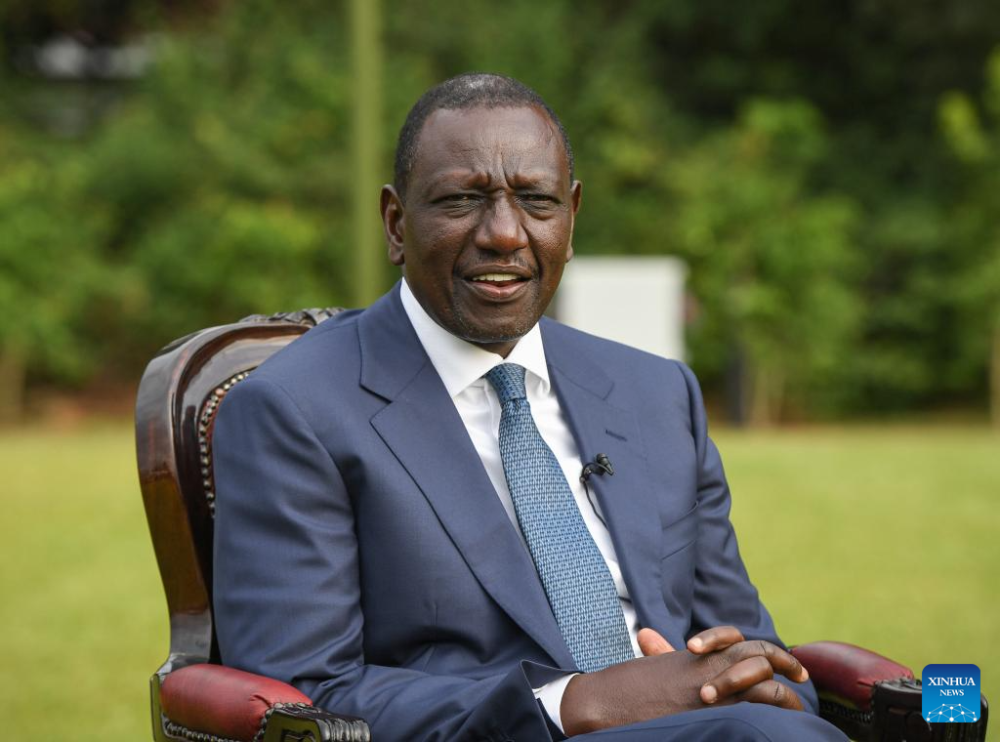 Kenyan President William Ruto speaks during an interview with Xinhua in Nairobi, Kenya on Aug. 26, 2024. (Xinhua/Li Yahui)