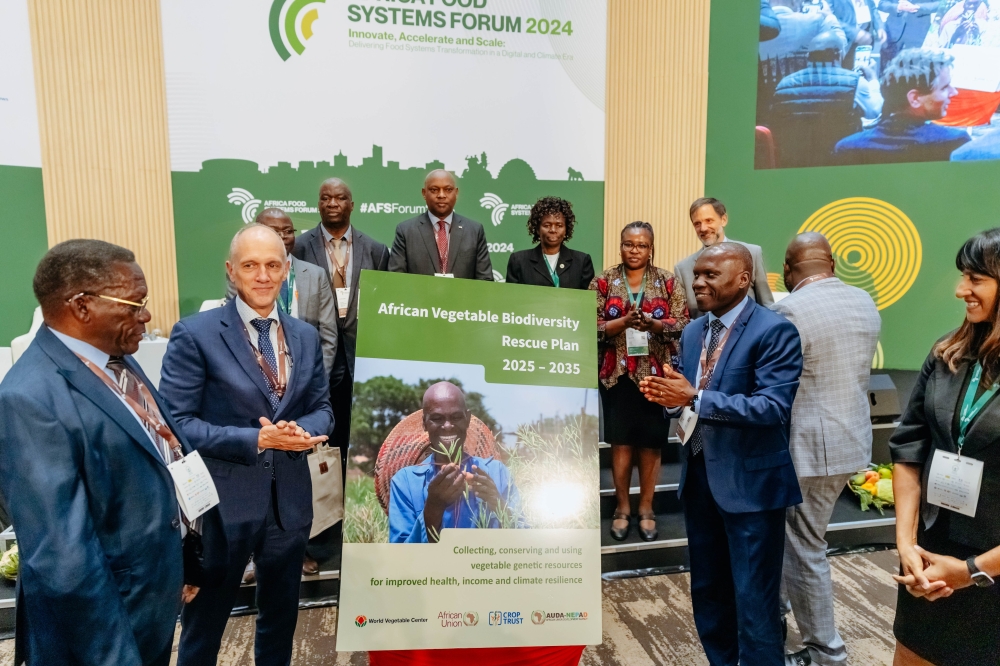 Officials during the launch of African Vegetable Biodiversity Rescue Plan in Kigali on September 3. Courtesy