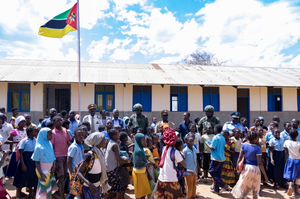 Rwanda Security Forces handed over five renovated classrooms at Nacololo Primary School   in Ancuabe district, Cabo Delgado province, Mozambique .