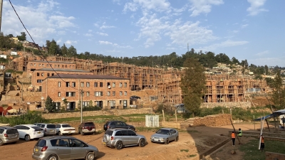 A view of the ongoing construction activities of housing blocks to accommodate residents from high risk zones in Cyahafi in Nyarugenge.