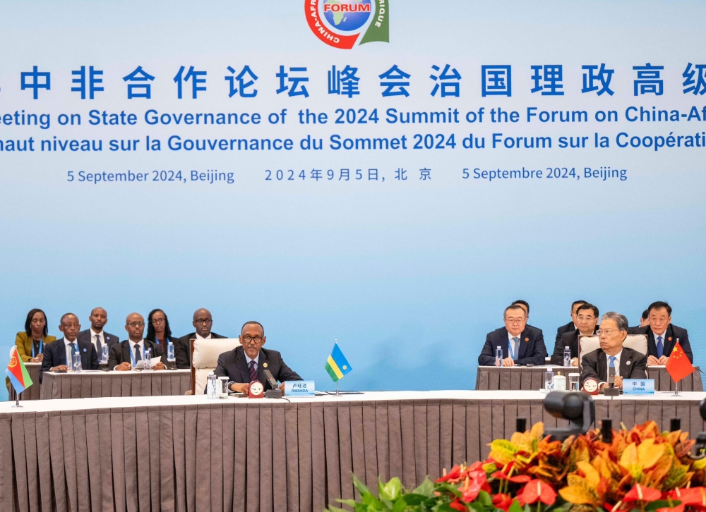 President Kagame delivers his remarks during a high-level session on state governance in Beijing on Thursday, September 5. Photo by Village Urugwiro