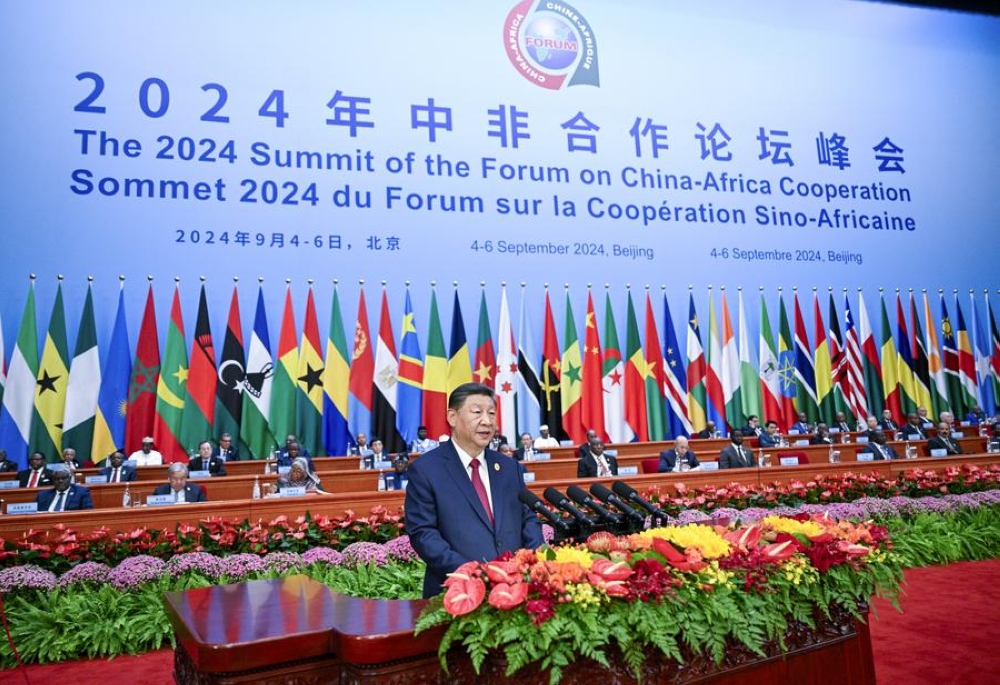 China’s President Xi Jinping addresses delegates during the official opening ceremony of the Forum on China-Africa Cooperation (FOCAC) in Beijing on Thursday, September 5. Courtesy