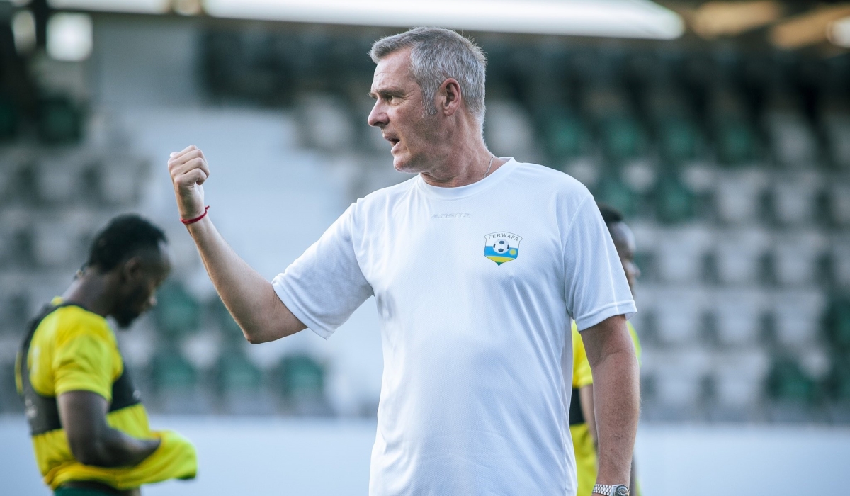 Amavubi head coach Frank Torsten Spittler during a training session. Courtesy