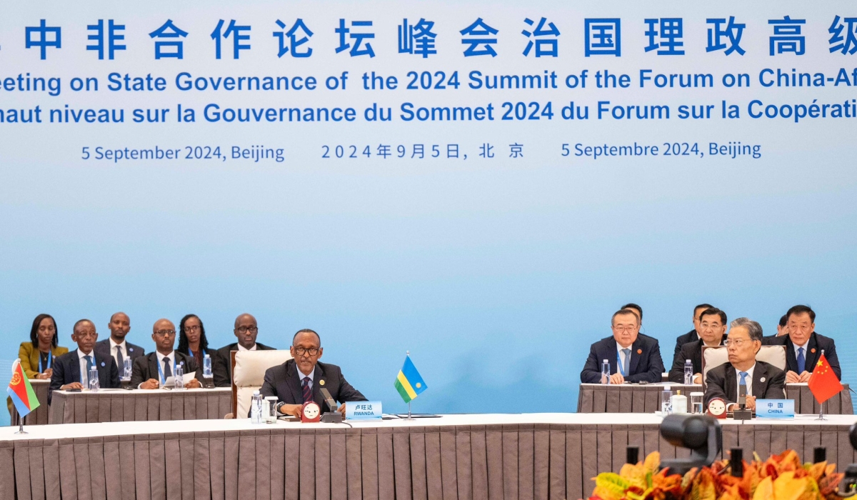 President Kagame delivers his remarks during a high-level session on state governance in Beijing on Thursday, September 5. Photo by Village Urugwiro