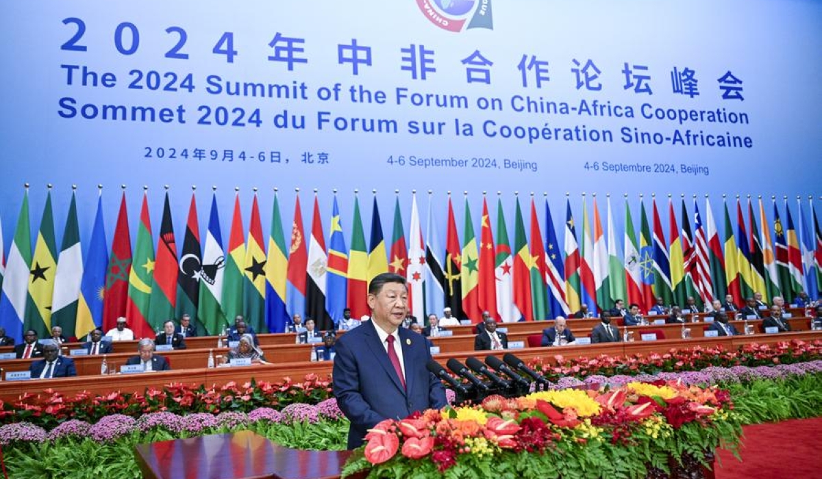 China’s President Xi Jinping addresses delegates during the official opening ceremony of the Forum on China-Africa Cooperation (FOCAC) in Beijing on Thursday, September 5. Courtesy