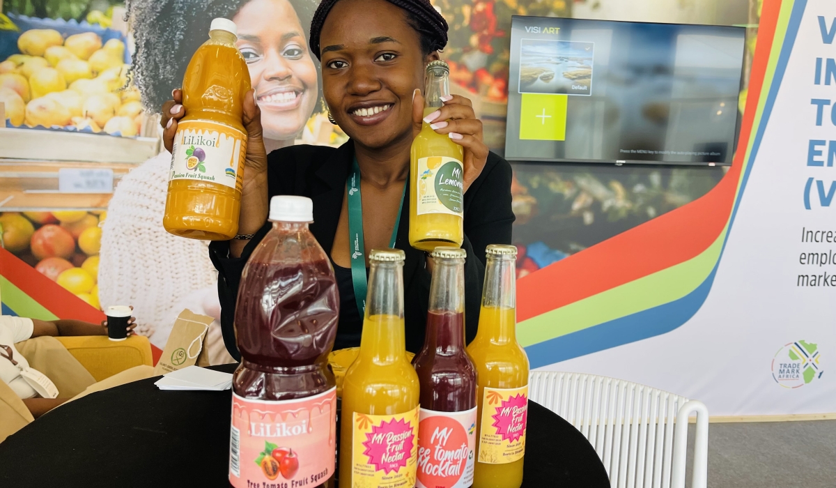 Hawa Niyigena, Chief Executive Officer of WIZ-UP Ltd, showcases some of hercompany&#039;s products at Africa Food Sysytems Forum in Kigali, on September 5, 2024 (Photo by Emmanuel Ntirenganya)