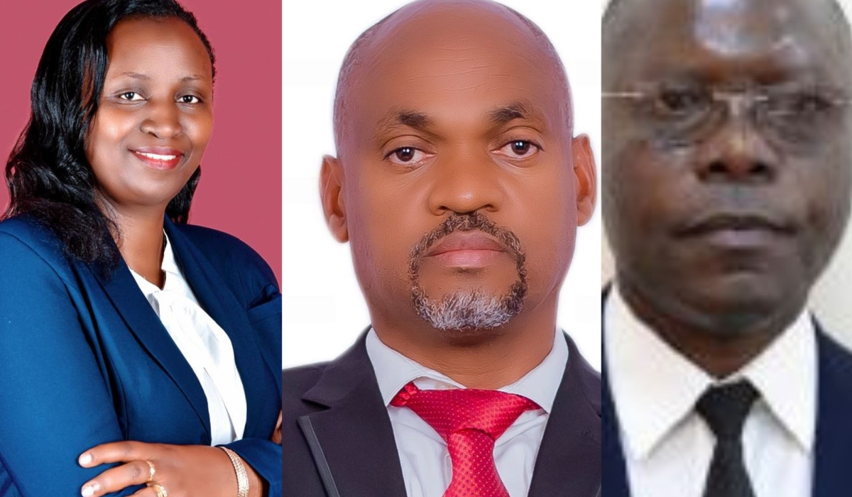 L-R Anne Marie Kagwesage, Telesphore Ngarambe, and Evariste Ntakirutimana  are among 32 candidates vying for 14 elective seats in the Senate representing the  public universities