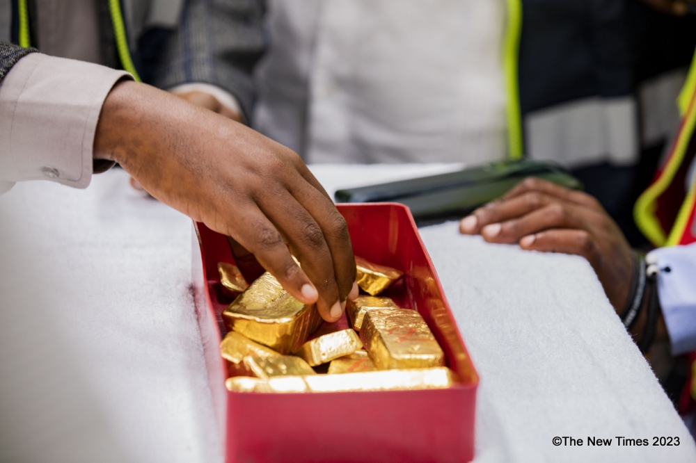 Processed gold minerals at Gasabo Gold Refinery in Kigali. The Rwandan government has set a target of about $2.2 billion in annual mineral exports by 2029. Emmanuel Dushimimana