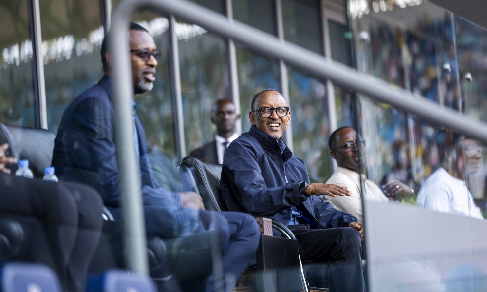 President Kagame watching the game at the newly revamped Amahoro stadium.