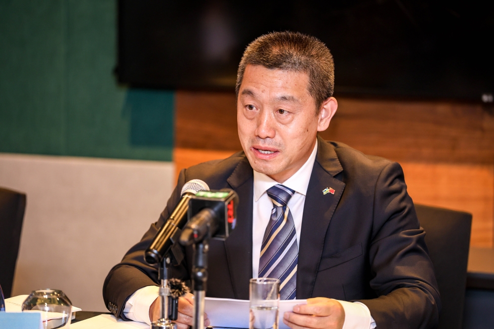 Ambassador Wang Xuekun, the envoy of China to Rwanda, addresses journalists in Kigali on Tuesday, September 10. Photos by Craish Bahizi