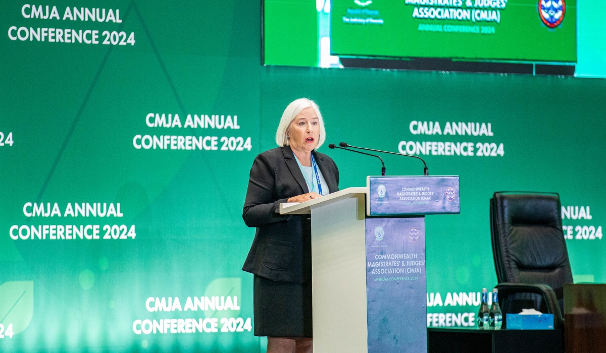 CMJA President Chief Justice Lynne Leitch addresses delegates during the official opening of the Commonwealth Magistrates and Judges Association (CMJA) conference on Monday, September 9. Dan Gatsinzi