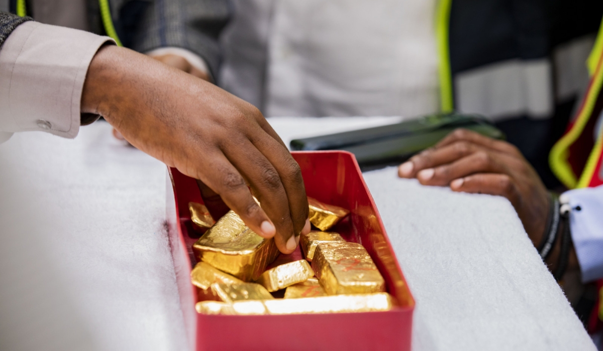 Processed gold minerals at Gasabo Gold Refinery in Kigali. The Rwandan government has set a target of about $2.2 billion in annual mineral exports by 2029. Emmanuel Dushimimana