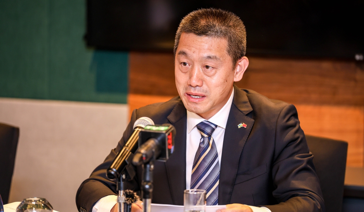 Ambassador Wang Xuekun, the envoy of China to Rwanda, addresses journalists in Kigali on Tuesday, September 10. Photos by Craish Bahizi