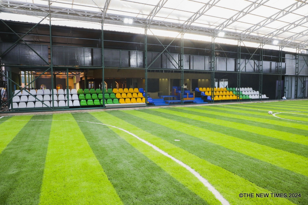 A view of indoor mini football pitch at Kigali Universe in Nyarugenge, one of the city&#039;s private recreational spaces. Photo by Craish Bahizi