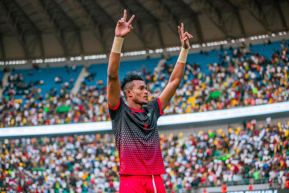 Goalkeeper Fiacre Ntwari cheers to the supporters as Rwanda  held Nigeria to a 0-0 draw at Amahoro Stadium in Kigali in a 2025 AFCON Group D match day 2 qualifier. Courtesy