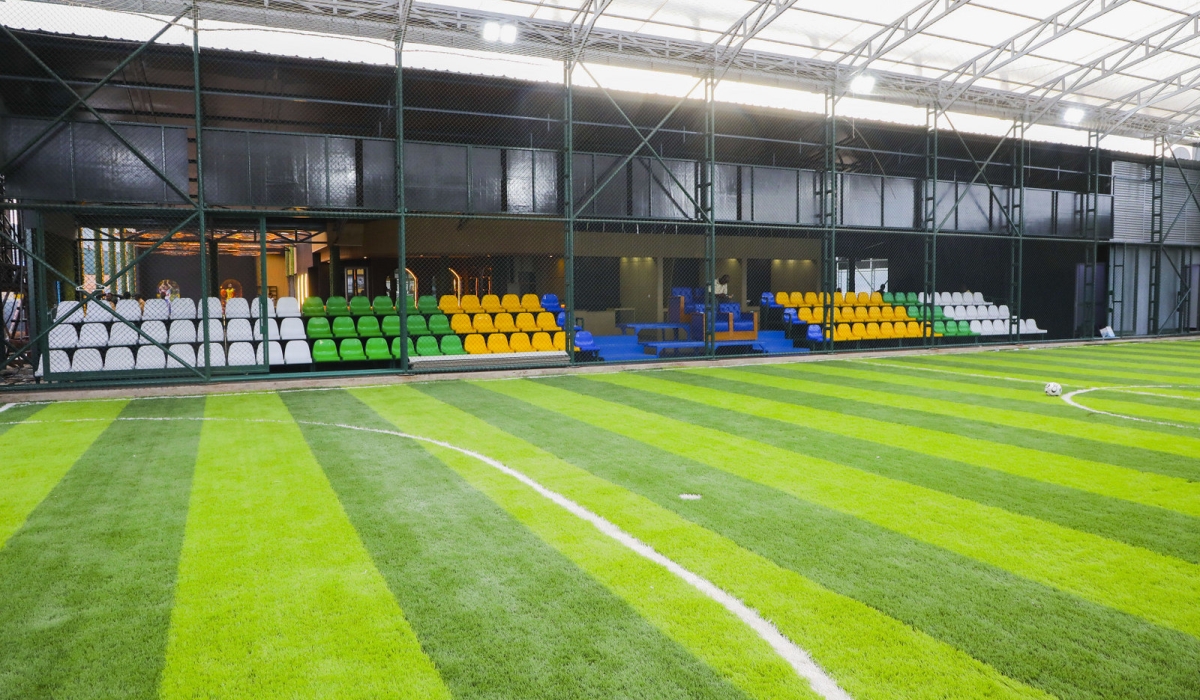 A view of indoor mini football pitch at Kigali Universe in Nyarugenge, one of the city&#039;s private recreational spaces. Photo by Craish Bahizi