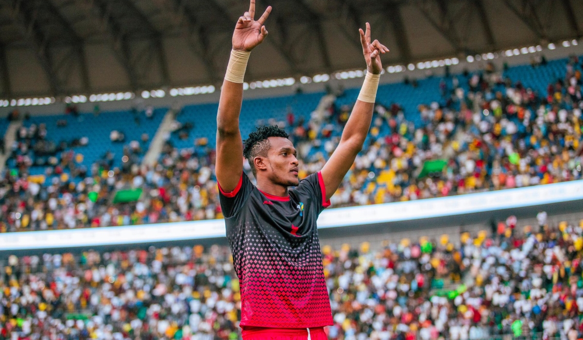 Goalkeeper Fiacre Ntwari cheers to the supporters as Rwanda  held Nigeria to a 0-0 draw at Amahoro Stadium in Kigali in a 2025 AFCON Group D match day 2 qualifier. Courtesy