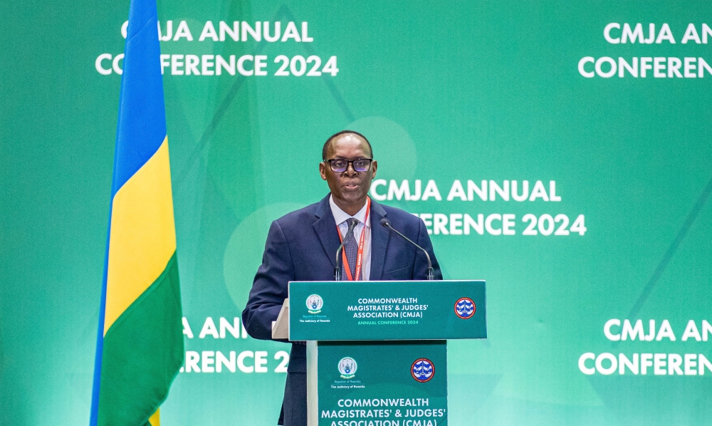 Chief Justice Faustin Ntezilyayo delivers remarks at the end of the Conference of the Commonwealth Magistrates and Judges Association (CMJA) in Kigali on Wednesday, September 11. Courtesy