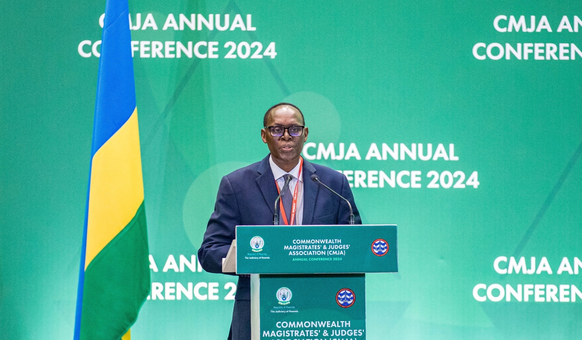 Chief Justice Faustin Ntezilyayo delivers remarks at the end of the Conference of the Commonwealth Magistrates and Judges Association (CMJA) in Kigali on Wednesday, September 11. Courtesy