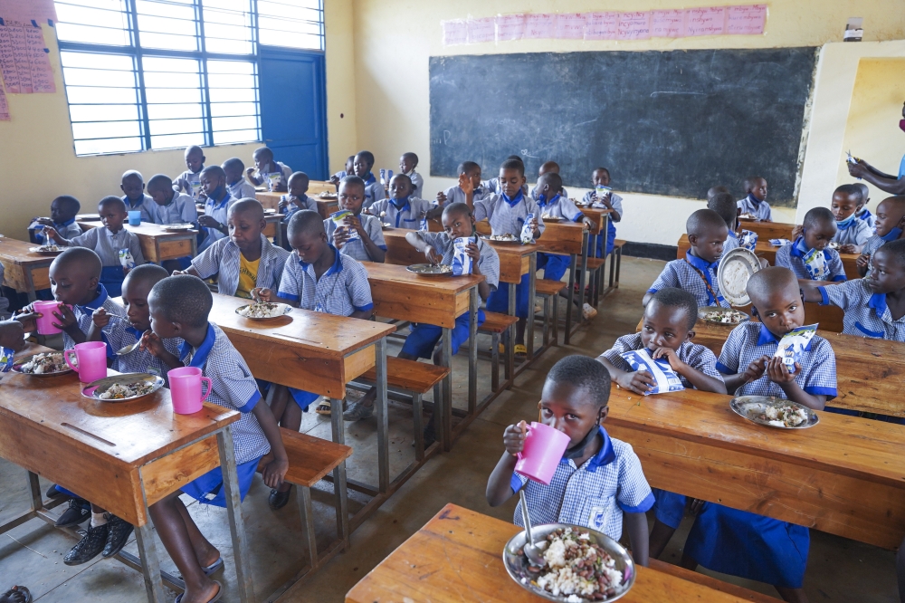 ‘Dusangire Lunch’ – ‘Let Us Share Lunch’ – campaign aimed to support the national school feeding programme. Photo by Craish Bahizi