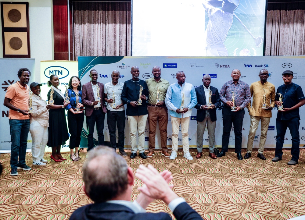 The golf winners pose for a photo during the awarding ceremony in Kigali on Thursday, September 12.Photos by Craish Bahizi