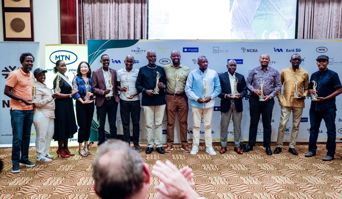 The golf winners pose for a photo during the awarding ceremony in Kigali on Thursday, September 12.Photos by Craish Bahizi