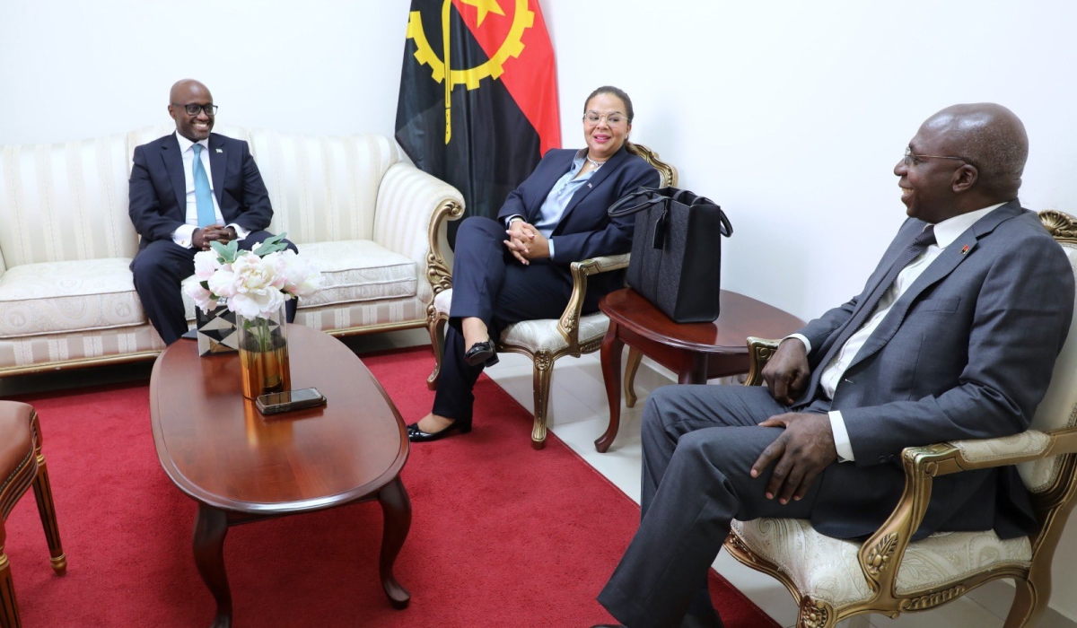 Rwanda&#039;s Minister of Foreign Affairs and International Cooperation Olivier Nduhungirehe, DR Congo&#039;s Minister of Foreign Affairs Therese Kayikwamba Wagner and Angolan foreign minister Tete Antonio during the meeting in Luanda on Saturday, September 14. Courtesy