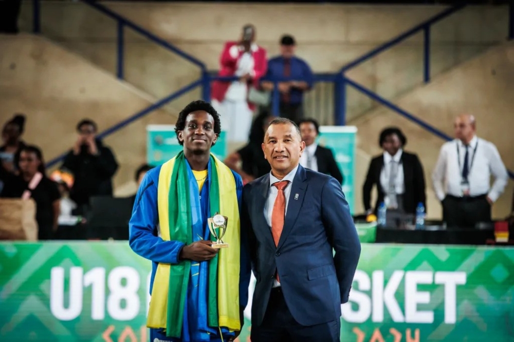 Rwandan shooting guard Sean Mwesigwa was among individual accolade winners at the 2024 FIBA U18 AfroBasket. Courtesy