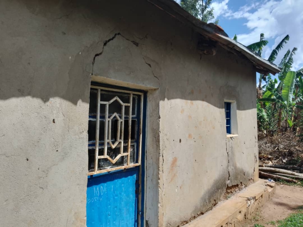 One of over 60 houses that have been identified to be relocated from a mining site in Kayonza District.  Underground mining activities have damaged many houses, sometimes developing cracks that can cause them to collapse. All Photos by Emmanuel Nkangura