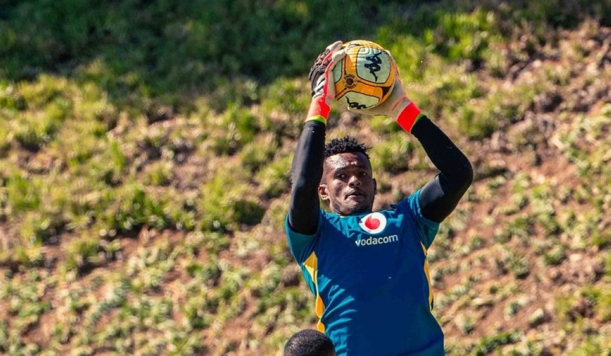 Goalkeeper Fiacre Ntwari in action during a training session.