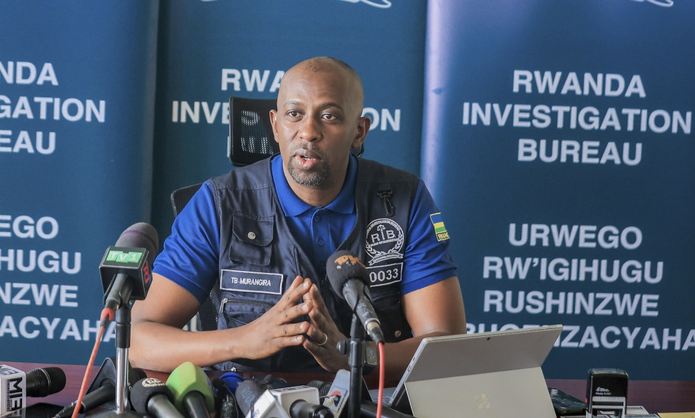 Rwanda Investigation Bureau spokesperson Thierry Murangira during a press conference on September 17.  Photos by Craish Bahizi