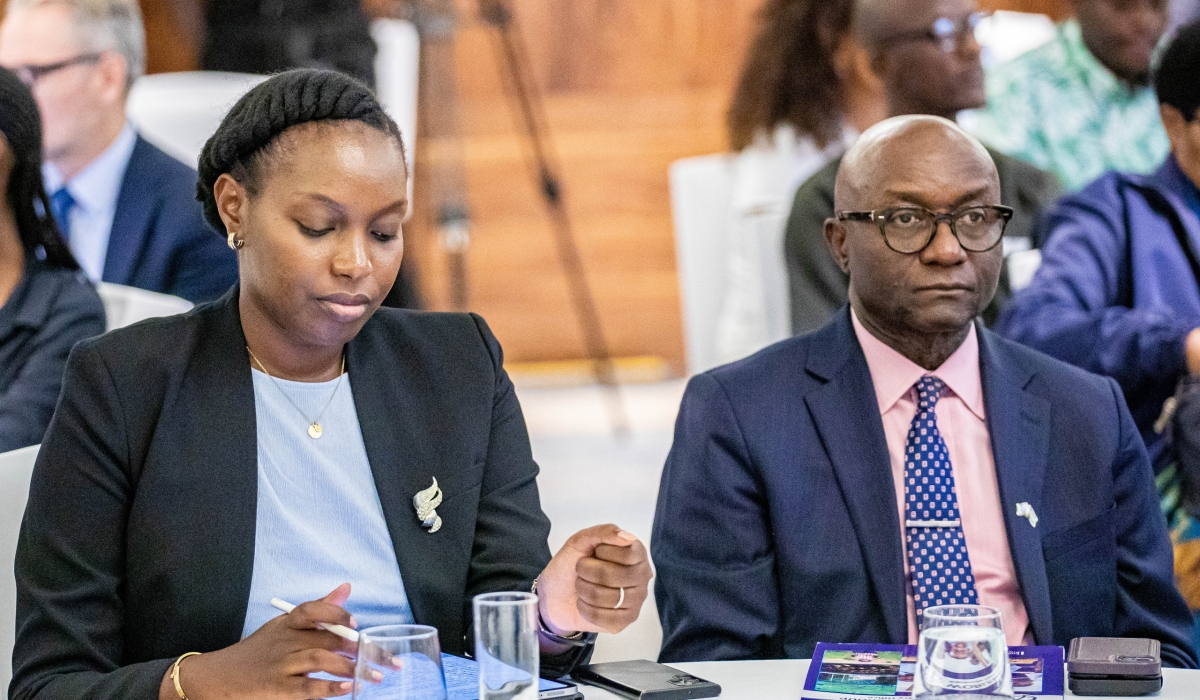 Claudette Irere, State Minister for Education and Sahr Kpundeh, World Bank Country Manager, during the presentation of of the World Bank’s Rwanda Economic Update titled ‘Accelerating Skills Development to Foster Private Sector Growth in Rwanda’  on September 17. 