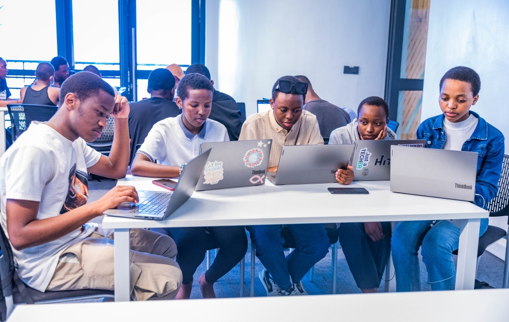 Young coders during a hackaton competition at Africa Leadership University August 17, 2024. Rwanda is implementing a scheme to train one million coders under NST2. Craish Bahizi