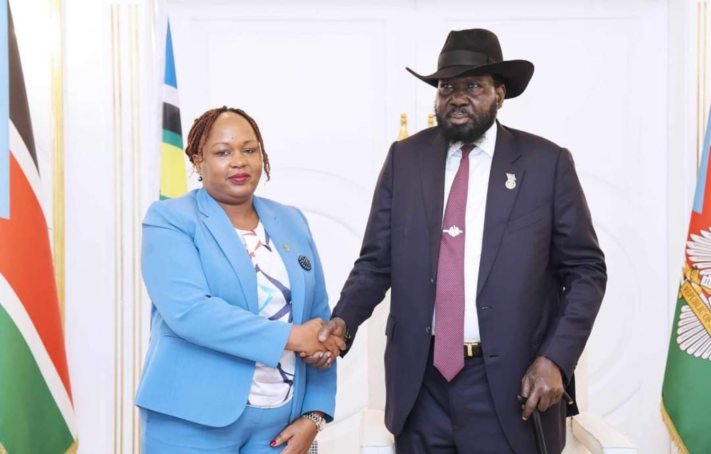 EAC Secretary General Veronica M. Nduva and the Chairperson of the Summit of the EAC Heads of State and President of the Republic of South Sudan, Salva Kiir Mayardit, meet in State House Juba, on Thursday, September 19. All photos courtesy of the EAC.