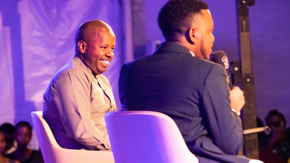 The city mayor of Kigali Samuel Dusengiyumva responding the questions that was asked by the audience during the GEN-Z comedy show on  September 19