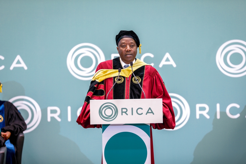 Prime Minister Edouard Ngirente delivers his remarks during the RICA Graduation Ceremony   in Kigali on September 20. Photos by Craish Bahizi