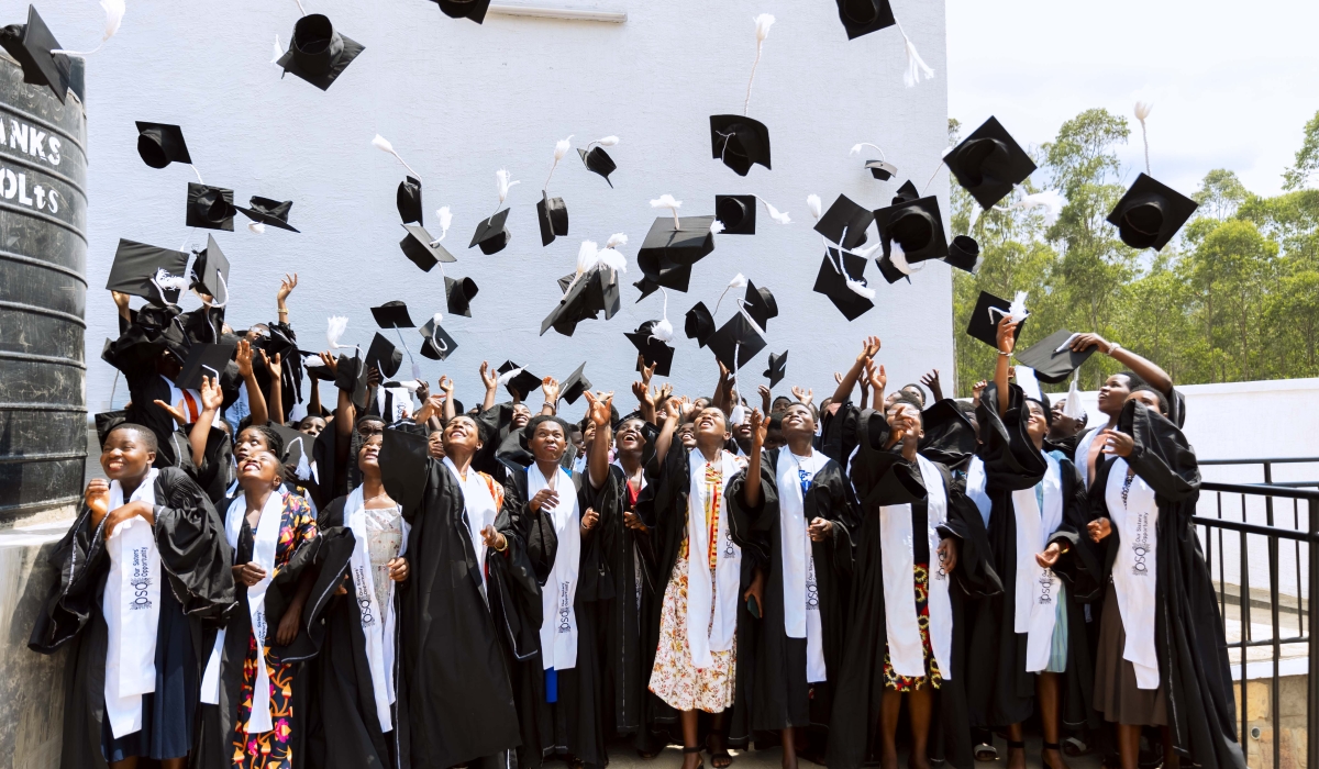 Students celebrate during the graduation ceremony