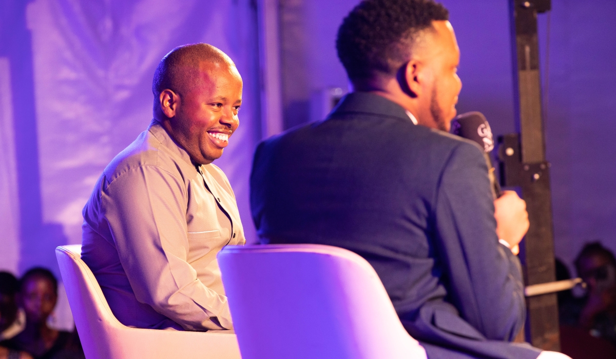 The city mayor of Kigali Samuel Dusengiyumva responding the questions that was asked by the audience during the GEN-Z comedy show on  September 19