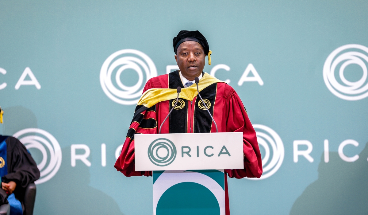 Prime Minister Edouard Ngirente delivers his remarks during the RICA Graduation Ceremony   in Kigali on September 20. Photos by Craish Bahizi