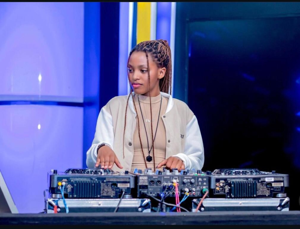 Liliane Tuyambaze, commonly known as DJ Crush, on duty during a past event in Kigali.