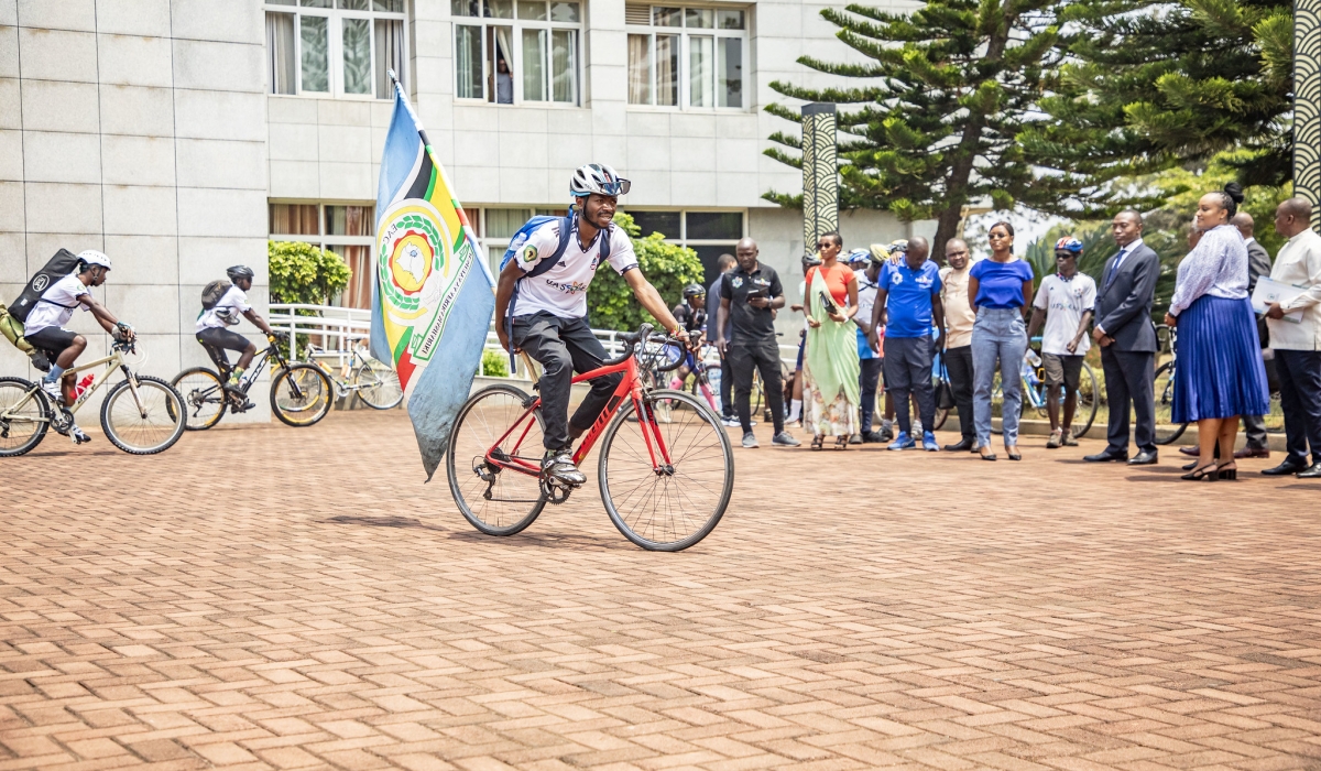 Cyclists participating in the ‘Great African Cycling Safari (GACS) during the flag off event at Ministry of Foreign Affairs on September 20. Photos by  Emmanuel Dushimimana