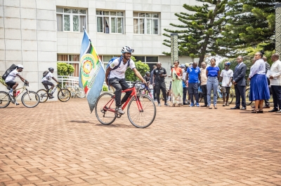 Cyclists participating in the ‘Great African Cycling Safari (GACS) during the flag off event at Ministry of Foreign Affairs on September 20. Photos by  Emmanuel Dushimimana