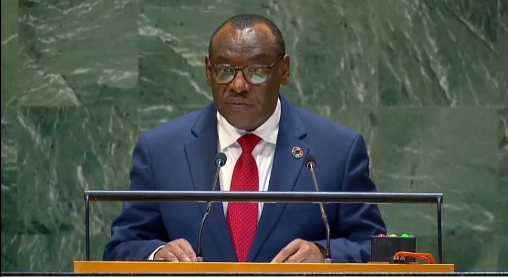 Amb. Claver Gatete, the United Nations Under-Secretary-General and Executive Secretary of ECA (UNECA), addresses the United Nations General Assembly on Monday, September 23. Courtesy