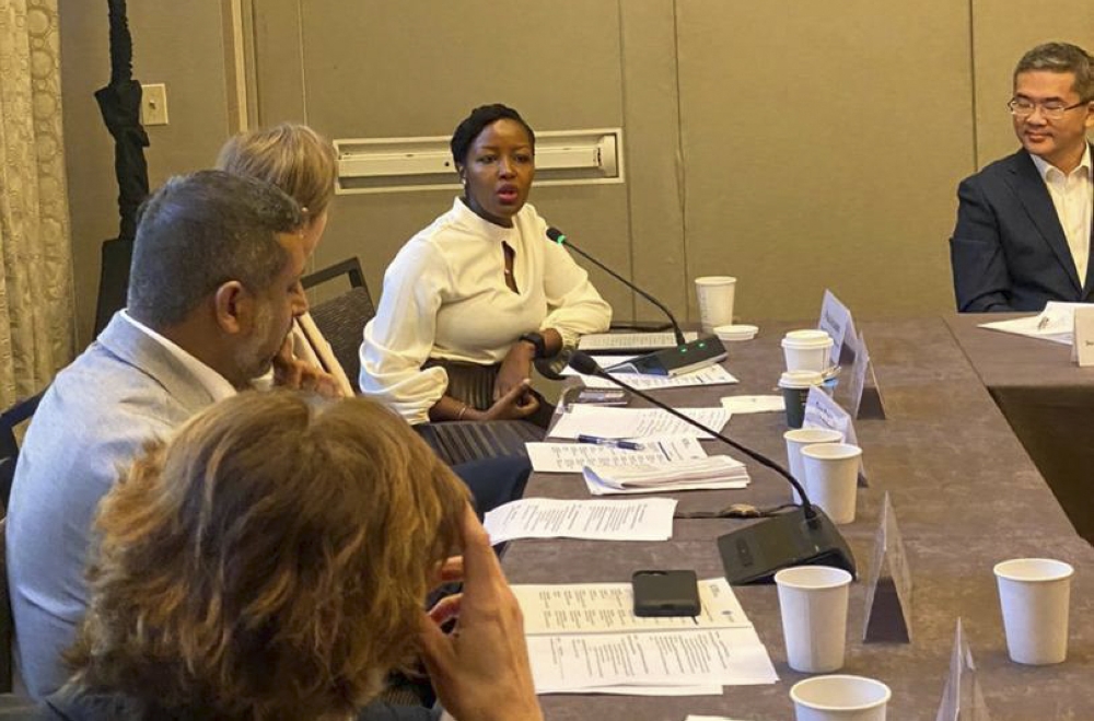 Rwanda’s Ministrer of ICT and Innovation Paula Ingabire speaks during a meeting on the sidelines of the United Nations General Assembly in New York on Sunday, September 22. Courtesy